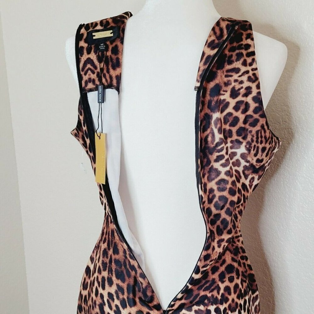 Alexia Admor Daphne Jewel Neck Leopard Print Fitted Mini Dress Size Medium NWT - Picture 6 of 11